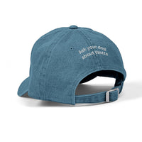 Denim Baseball Cap with "watts" Embroidery — Vintage Blue Adjustable Hat